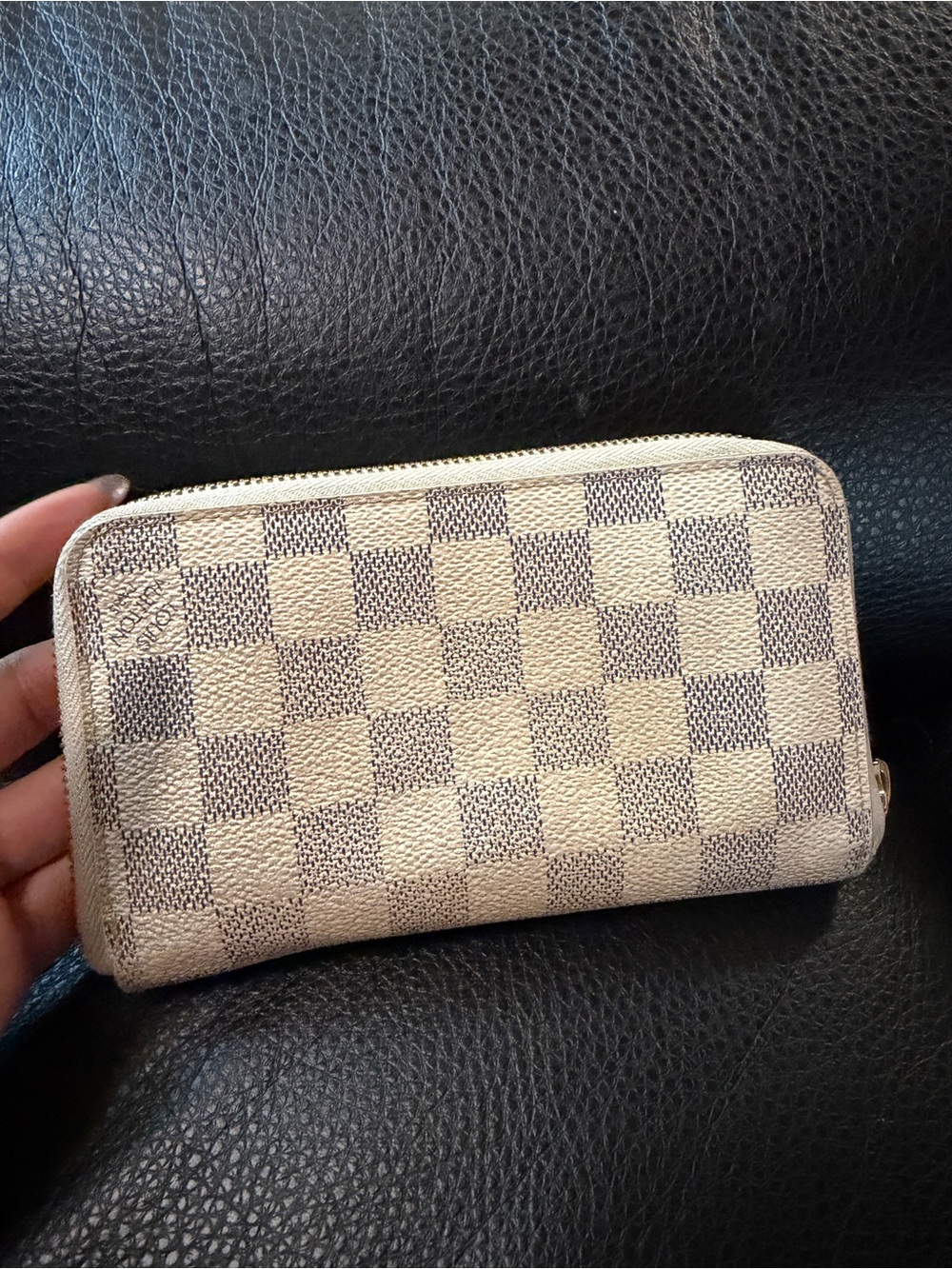 Louis Vuitton Damier Azur Zip Wallet in Cream and Brown
